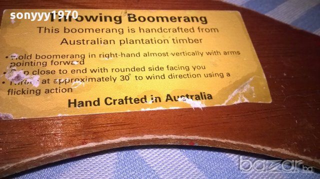 Throuwing boomerang hand crafted in australia-35/5см-внос швеицария, снимка 8 - Антикварни и старинни предмети - 15649362