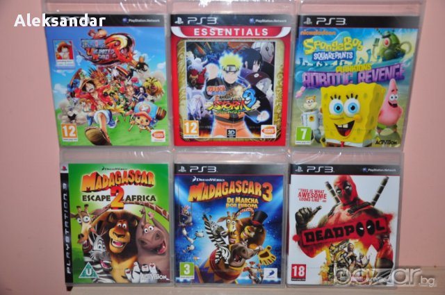 Нови ps3 Spongebob,Naruto,Madagascar,deadpool,One piece,мадагаскар,пс3, снимка 1 - Игри за PlayStation - 12943725