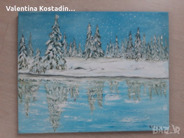Маслена картина Зимен пейзаж , снимка 3 - Картини - 23695077
