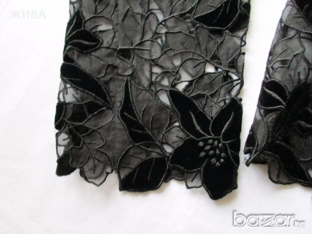 ALBERT NIPON - черна дантела от коприна и кадифе, дамски топ, снимка 8 - Рокли - 13402593