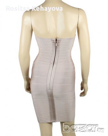 намалена  ластична рокля хит сред звездитебежова, снимка 2 - Рокли - 10363966