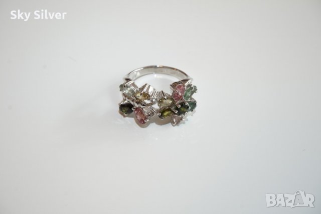 Сребърен пръстен с турмалин Пчеличка, снимка 1 - Пръстени - 22170723