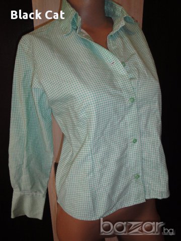 Светлозелена карирана дамска риза, блуза с дълъг ръкав, ръкави, дамски топ, жилетка, снимка 5 - Ризи - 13869321