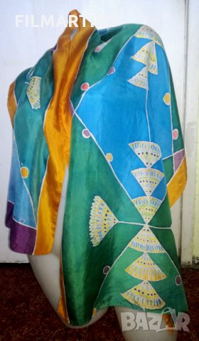 Ръчно рисуван копринен шал