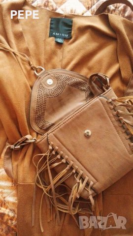 Кафяв сет сандали и чанта с ресни , снимка 8 - Сандали - 22086047