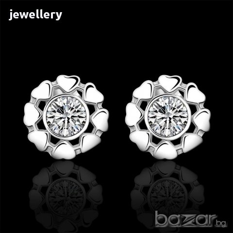 Нови обеци "Сърца" със сребърно покритие и печати 925 - мод.70, снимка 2 - Обеци - 12729052