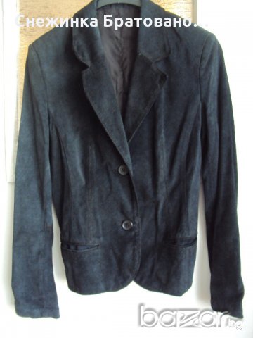Дамско черно сако от модна къща „Рокедс“ естествен велур, снимка 1 - Сака - 18858402