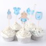 20 бр Момче Момиче кръщене бебе топер топери клечки за мъфини girl or boy пола бебе gender party , снимка 2