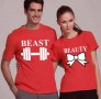 ЗА ВЛЮБЕНИ! LOVE тениски с BEAST & BEAUTY принт! Поръчай модел с ТВОЯ идея!, снимка 2