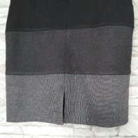 Трикотажна пола с панели в сиво и черно, снимка 2 - Поли - 24951241