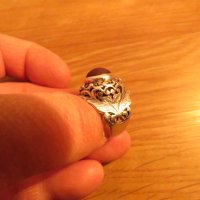 старинен мъжки сребърен пръстен с яспис  - уникален модел и невероятна красота - Внос от Щатите., снимка 4 - Пръстени - 24403329