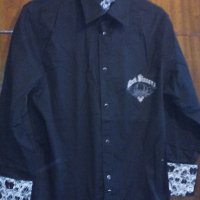  Мъжка модерна наситено черна риза-СООВ СAT, снимка 5 - Блузи - 21034189
