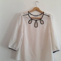 Блуза \ риза в бяло и черно, снимка 1 - Блузи с дълъг ръкав и пуловери - 23684910