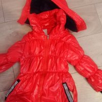 непромокаемо лачено червено детско яке с полар, снимка 2 - Детски якета и елеци - 19408273