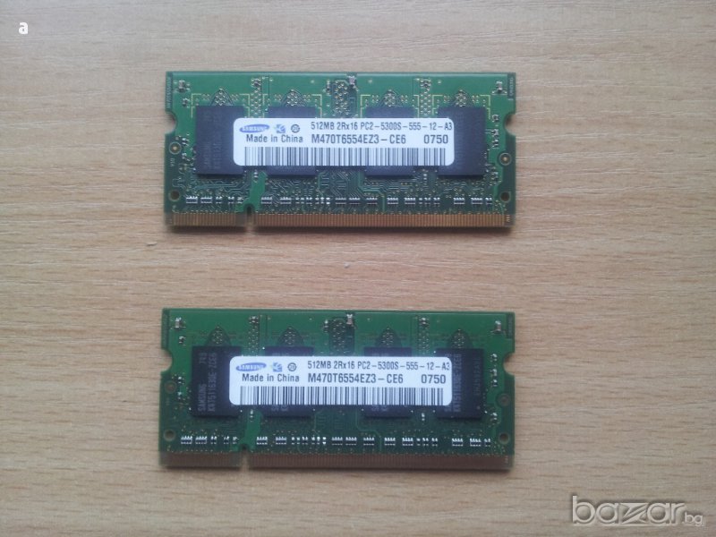 Продавам RAM памет за лаптоп SODIMM 1GB 2x512MB DDR2 667mhz, снимка 1