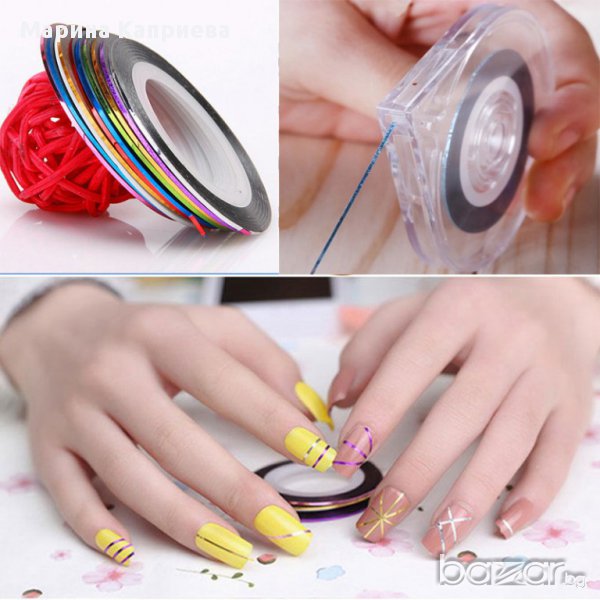 Декорация за маникюр 10 ролки + подарък (държач за тях), снимка 1