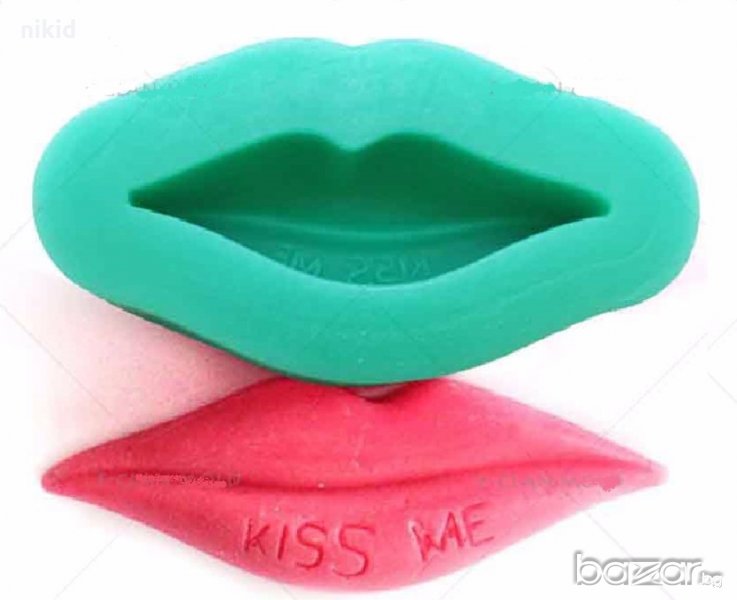 kiss me уста устна силиконов молд форма декорация и украса торта фондан шоколад, снимка 1