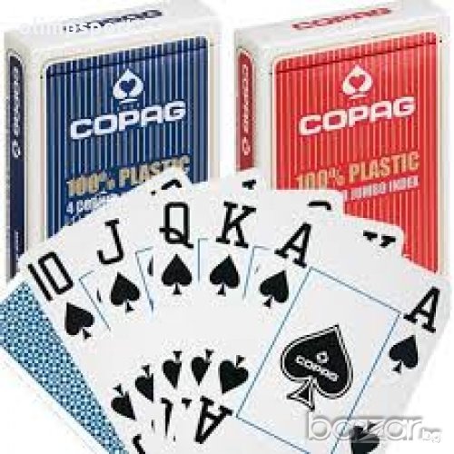 КАРТИ ЗА ИГРА COPAG ПОКЕР РАЗМЕР 4 JUMBO ИНДЕКСА 100% ПЛАСТИК, снимка 1