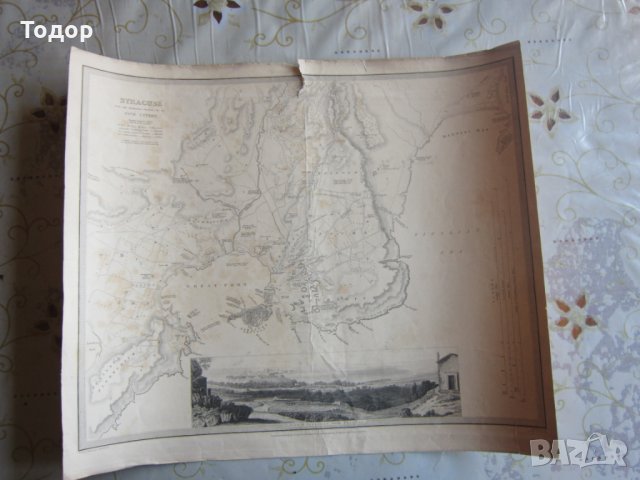Стара карта Сиракуза 1839, снимка 7 - Колекции - 25432602