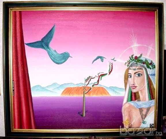 "Пролетна богиня", маслена картина, Стен Леон, Наградена на международна изложба в София, 1998г. , снимка 2 - Картини - 12864738