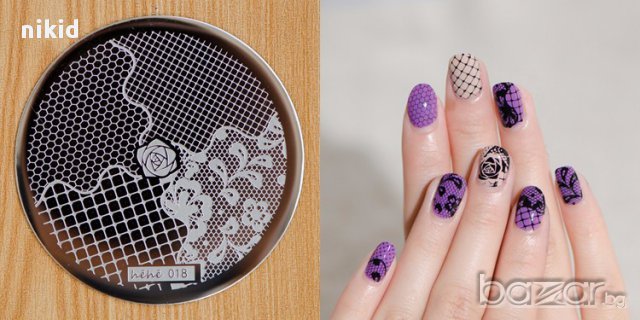 кръгла плочка / щампа шаблон за печат на нокти, снимка 5 - Продукти за маникюр - 14612306