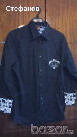  Мъжка модерна наситено черна риза-СООВ СAT, снимка 5 - Блузи - 21034189