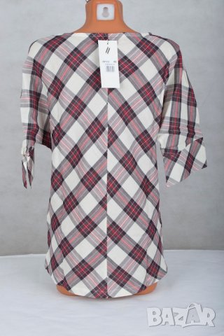 Дамска карирана блуза от памук и лен марка Enny Wear, снимка 4 - Блузи с дълъг ръкав и пуловери - 24502236