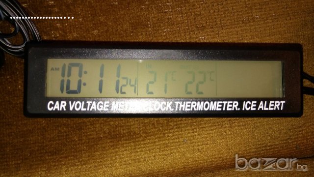 електронен термометър волтметър часовник за автомобил, снимка 3 - Аксесоари и консумативи - 6427343