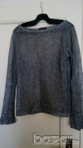 Сивосребриста мрежеста блуза, с дълъг ръкав, снимка 4 - Блузи с дълъг ръкав и пуловери - 19503891