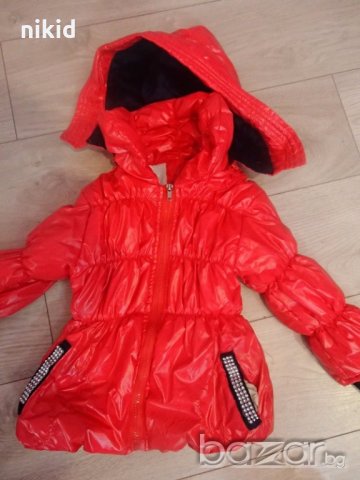 непромокаемо лачено червено детско яке с полар, снимка 2 - Детски якета и елеци - 19408273