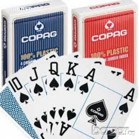 КАРТИ ЗА ИГРА COPAG ПОКЕР РАЗМЕР 4 JUMBO ИНДЕКСА 100% ПЛАСТИК