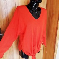 Оранжева блуза плетиво с връзка отпред ХЛ, снимка 2 - Блузи с дълъг ръкав и пуловери - 25137276