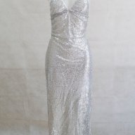 Дълга сребриста рокля марка Purpura Concept - S, снимка 3 - Рокли - 18171967