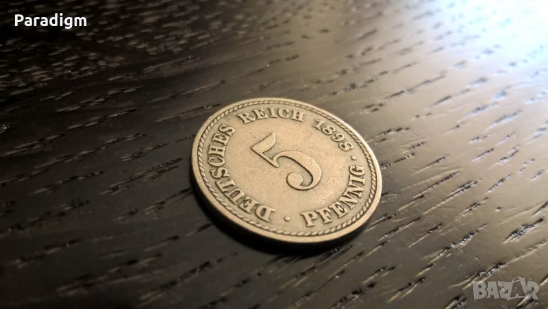 Райх монета - Германия - 5 пфенига | 1898г.; серия A, снимка 1