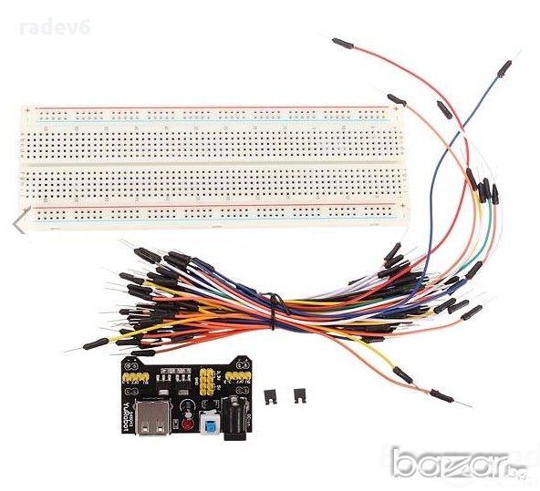 Ардуино кит // бредборд + джъмпери + захранващ модул, снимка 1