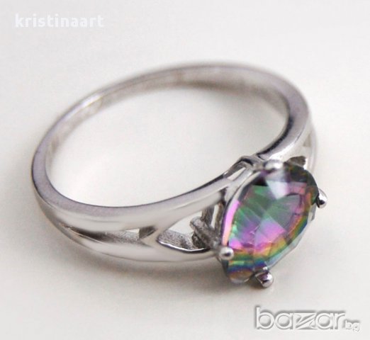 Сребърен пръстен с мистичен топаз, снимка 3 - Пръстени - 11964921
