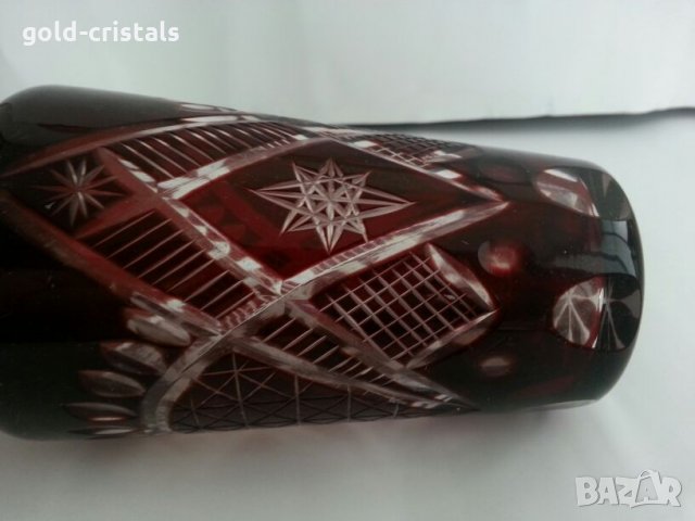 Кристална гарафа и чаши  червен кристал, снимка 9 - Антикварни и старинни предмети - 25547577