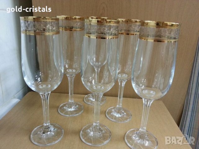 кристални чаши с златен кант 