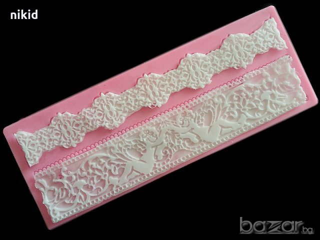 двоен Молд подложка шаблон за сладка захарна дантела - за декорации на торти украса , снимка 3 - Форми - 12241395