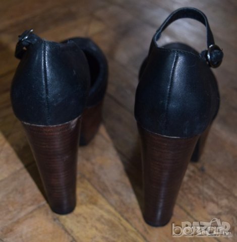 Defice London високи токчета с платформа естествена кожа черни , снимка 3 - Дамски обувки на ток - 21721637