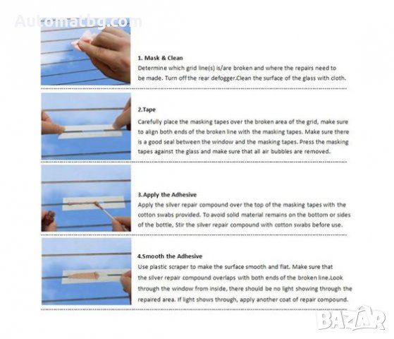 Лепило Eлектропроводимо за ремонт на платки и реотани на задните стъкла на автомобилите Visbella V, снимка 6 - Аксесоари и консумативи - 25303178