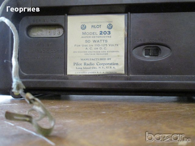 Ретро,Старо лампово радио 1936 г. PILOT  model  203, снимка 14 - Антикварни и старинни предмети - 14340206