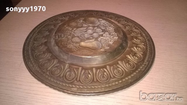 Голяма релефна чиния за стена-мед/месинг 32см-внос швеицария, снимка 9 - Антикварни и старинни предмети - 13397132