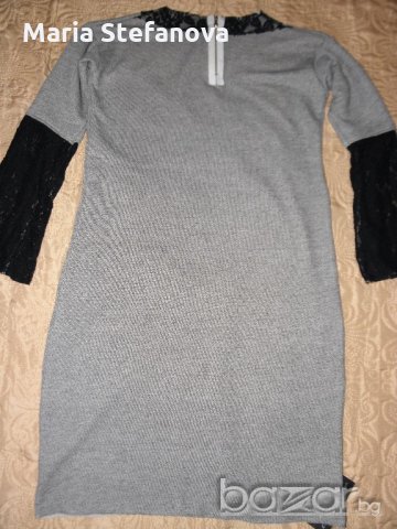 Нова сива рокля с дантела, снимка 3 - Рокли - 20016060