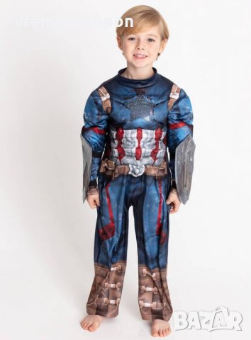 Костюм на Капитан Америка с мускули и щитове за ръцете, снимка 1 - Детски панталони и дънки - 25391488