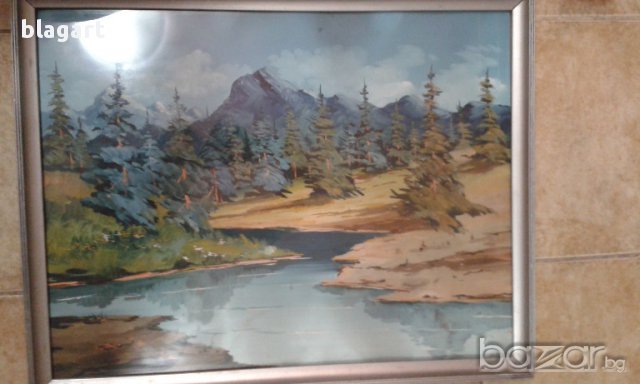 стара картина"Рилски пейзаж", снимка 6 - Картини - 17672100