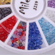 Цветни малки камъчета /1.5мм/ със стъклен ефект, снимка 2 - Продукти за маникюр - 17535714