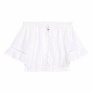 Къса бяла блуза в бохо стил H&M , снимка 2 - Корсети, бюстиета, топове - 15152802