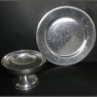 Комплект алпака : метална чиния(поднос) + метална чаша за сладолед, снимка 3 - Чаши - 23345447