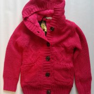 Детска жилетка за момиче, топла,с качулка, цвят циклама, снимка 1 - Детски пуловери и жилетки - 9512365